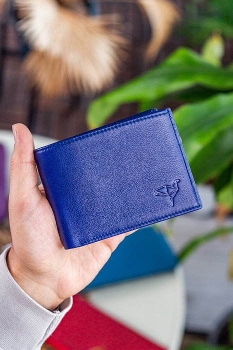 Zoozie Bags Cartera Azul Marino Hombre 100% Piel Genuina Elegante y Duradera para Uso Diario o Formal